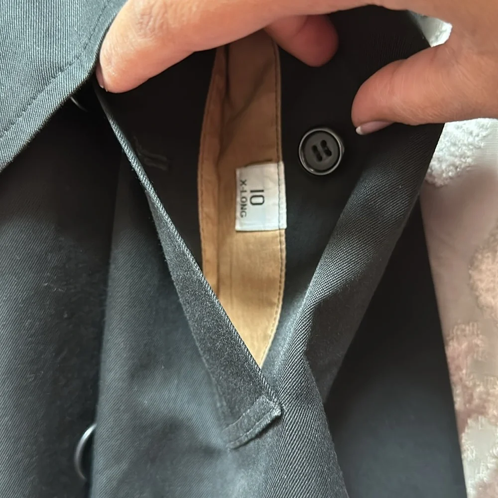 Burberrys Long Vintage Trench Coat Jacket Plaid Lining Black Size 10 X-Long - Picture 14 of 14